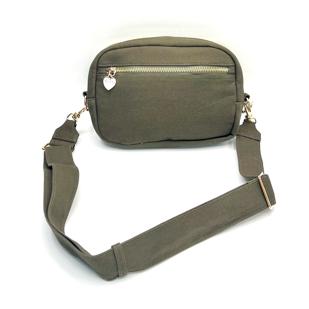 Olive Crossbody Bag with Gold Accents